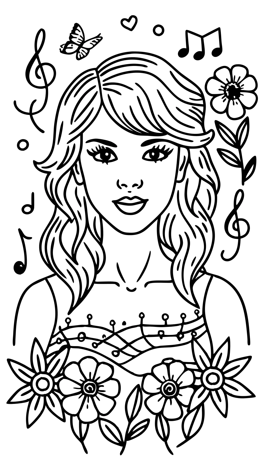 drawing taylor swift coloring page